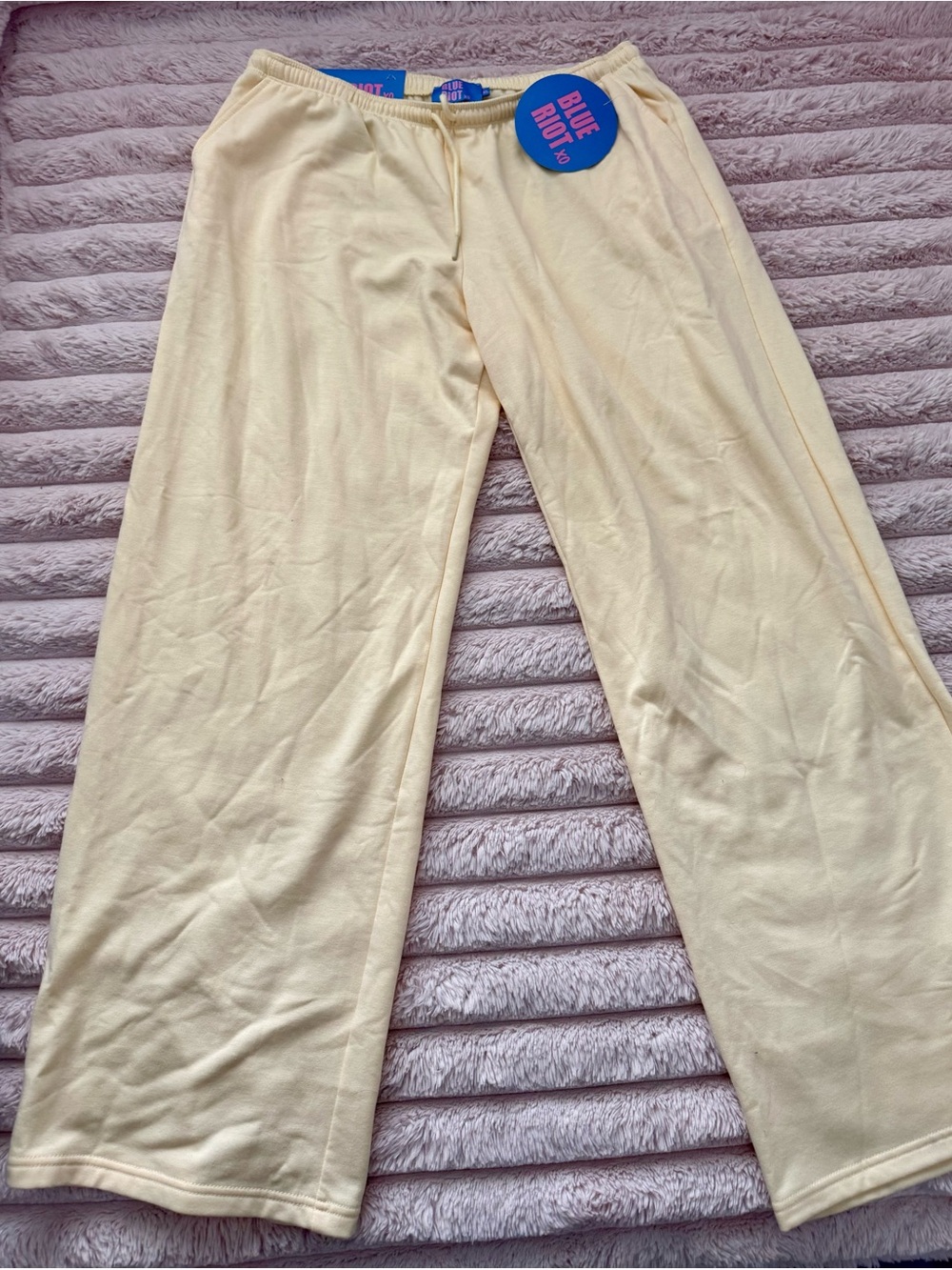 Yellow Wide-Leg Sweat Pants